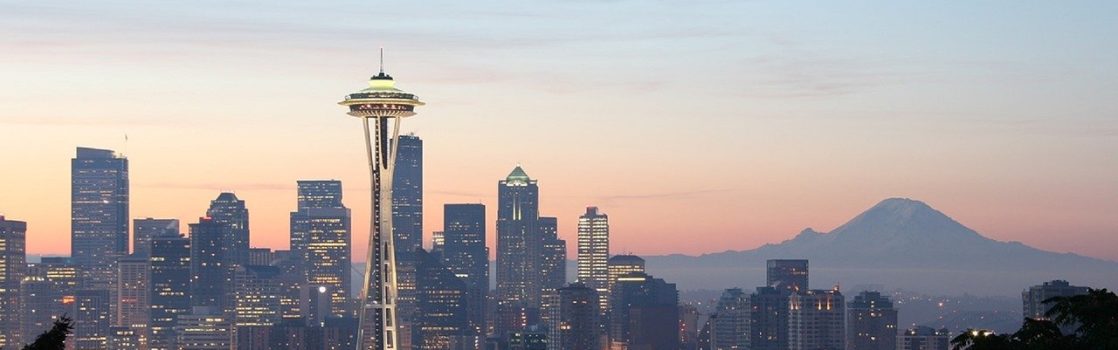 Seattle skyline sunset